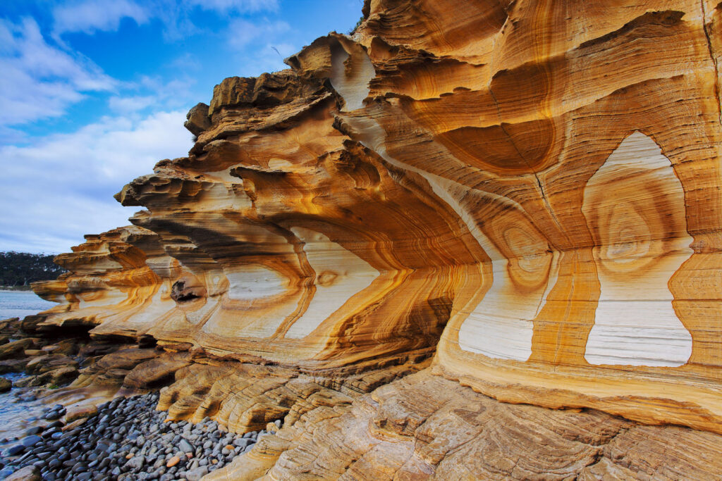 Painted cliffs during low tides are sight to behold on Maria Island, Tasmania.